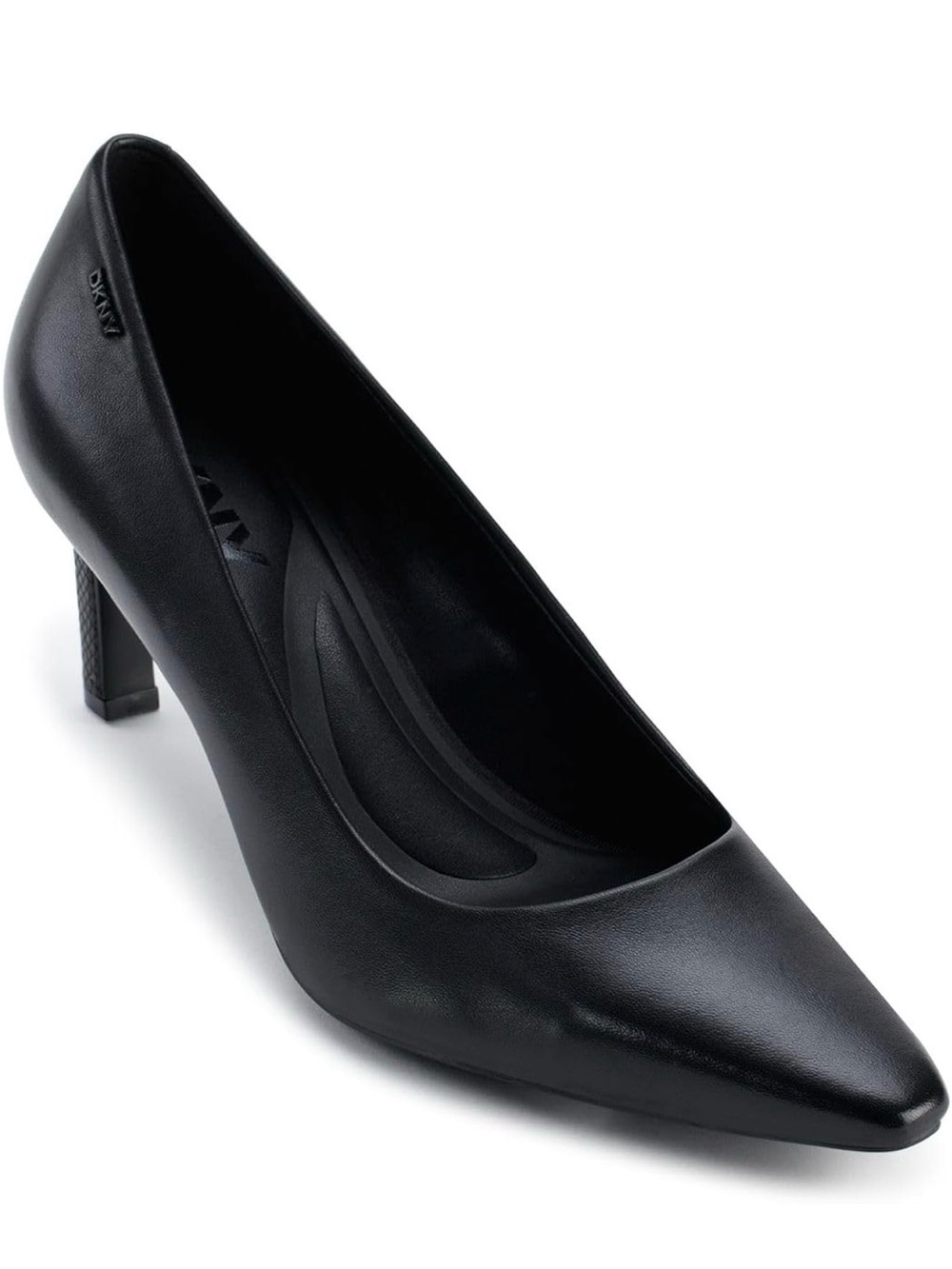 DKNY Charlie Black Pointed-Toe Leather Heel Pump